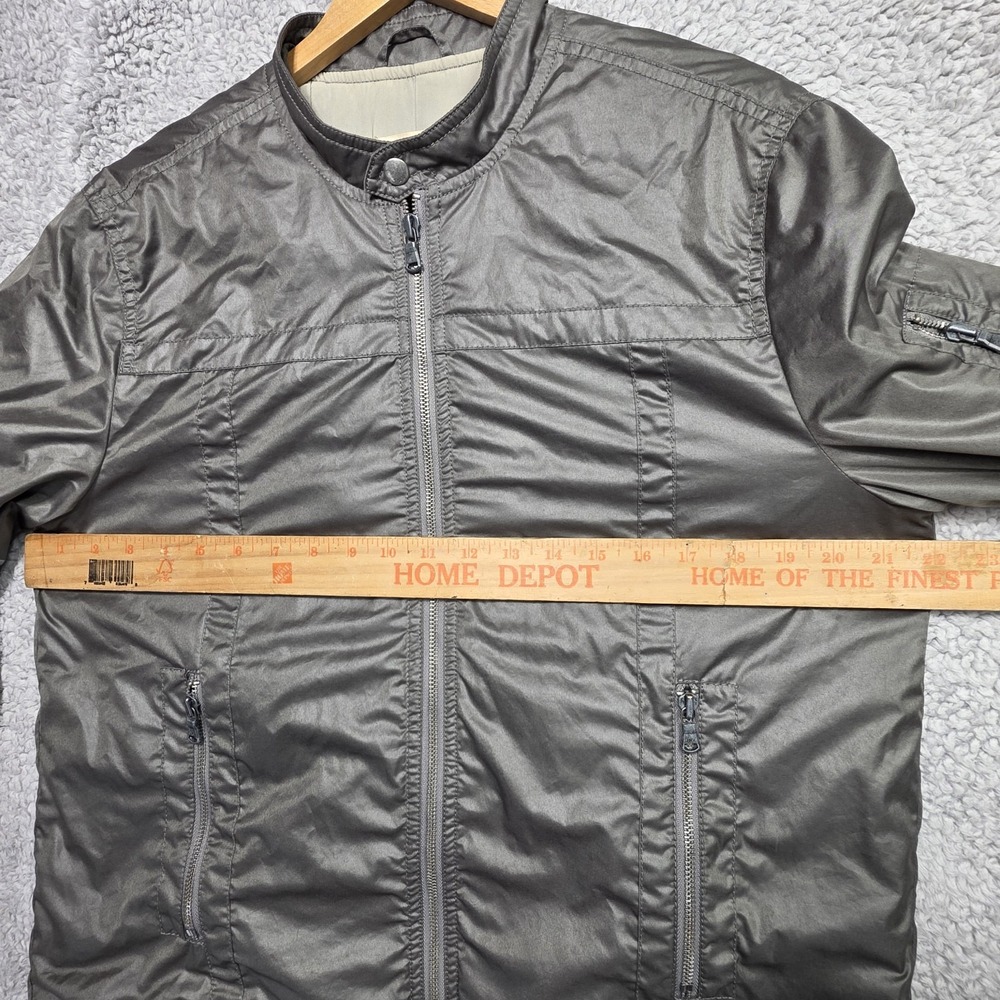 John Varvatos Collection Men Gray Racer Jacket Zip Front Windbreaker Size Medium - Picture 9 of 14